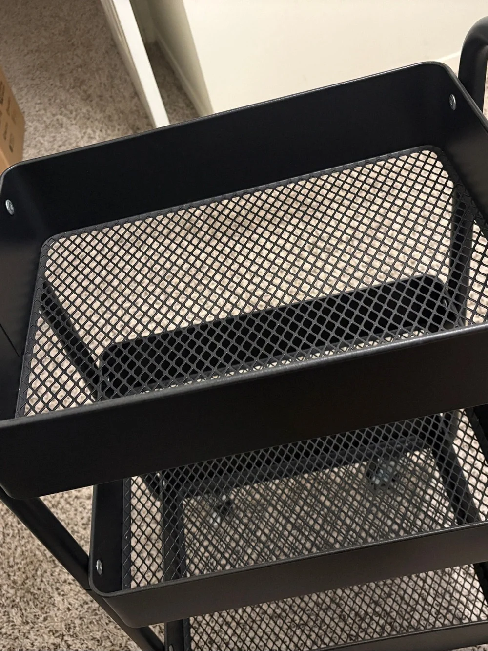 Black 3-Tier Rolling Metal Storage Cart
